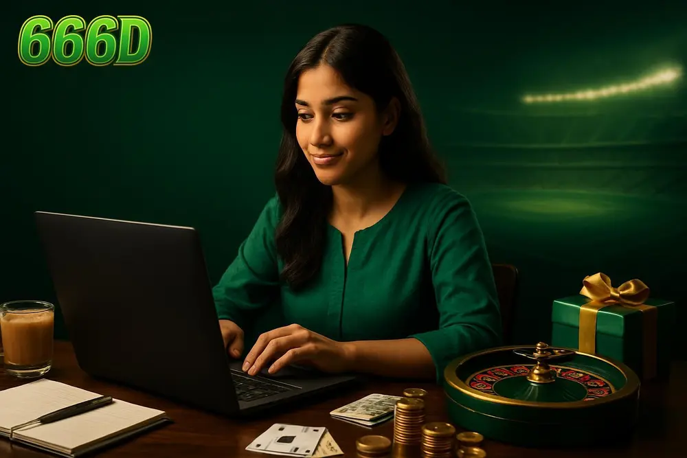 666D login โ a young Pakistani woman at a study desk logging into an account on her laptop with notebooks and a cup 666D login โ a young Pakistani woman at a study desk logging into an account on her laptop with notebooks and a cup